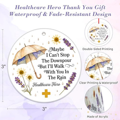 D4DREAM Nurse Appreciation Gifts - Acrylic Healthcare Hero Maybe I Can't Stop The Downpour But I'll Walk with You in The Rain Inspirational Keepsake Thank You Gift for Nurses Doctors Medical Workers - color: 6-1 Nurse
