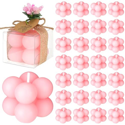 MTLEE 30 Sets Mini Bubble Candles Party Favors DIY Gift Set,Pink - color: Pink