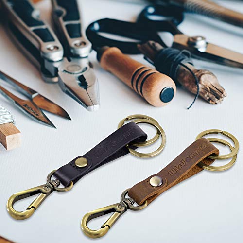 Wisdompro 2 Pcs Genuine Leather Belt Loop Keychain for Men and Women - color: Black & Brown