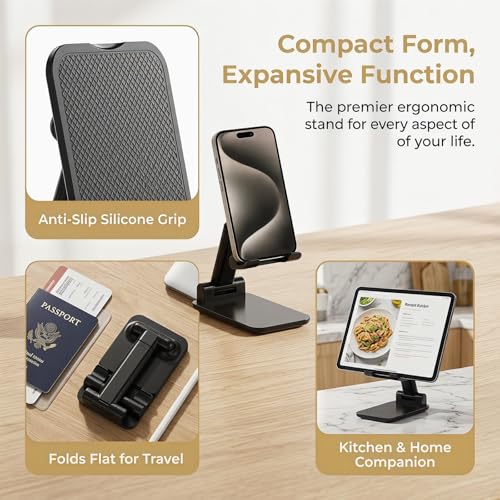 Phone Stand for Desk Cell Phone Holder Stands for iPhones, Black - color: A-Black