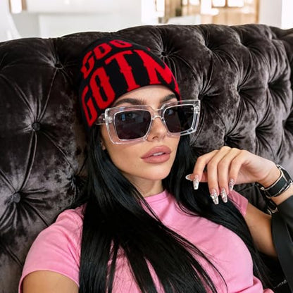 4Pcs Y2k Beanie Winter Knitted Hat Warm Graphic Cap for Women Men - color: N-7