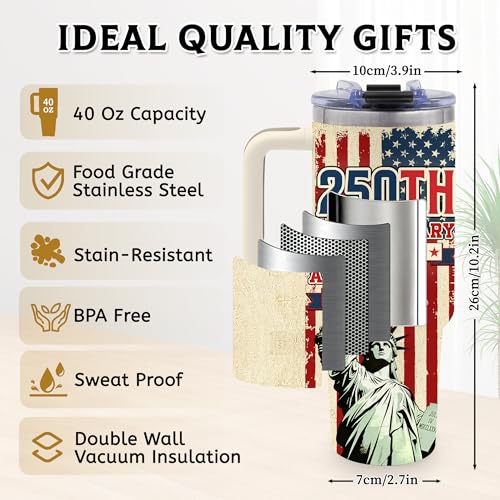 250th Anniversary America Commemorative 40oz Tumbler With Handle - color: 250th-White