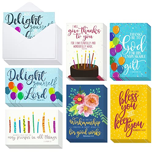 Faithful Finds Birthday Cards for Women - 48 Pack, 4 x 6 In, Multicolor, Contemporary - Christian Birthday Cards Bulk Set with Envelopes & Bible Verses