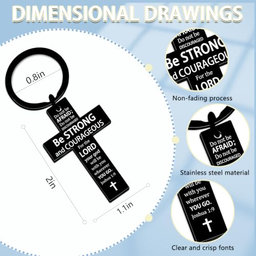 Cross Keychain for Men Women Jesus Keychain Christian Key chain Bible Verse Accessories Scripture Religious - color: Black