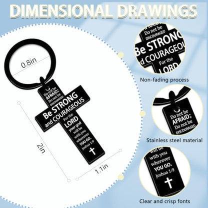 Cross Keychain for Men Women Jesus Keychain Christian Key chain Bible Verse Accessories Scripture Religious - color: Black