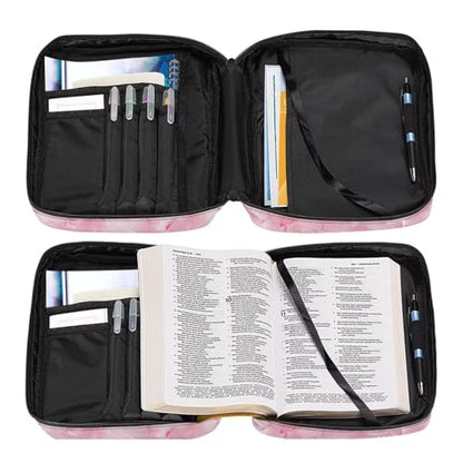 Bible Cover Church Carrying Book Case Polyester Bible Protective with Pen Slots and Zippered Pocket Customizable - color: Metal Cross