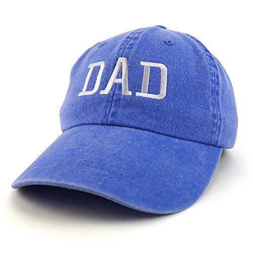 Trendy Apparel Shop Dad Embroidered Pigment Dyed Low Profile Cotton Cap - color: Royal