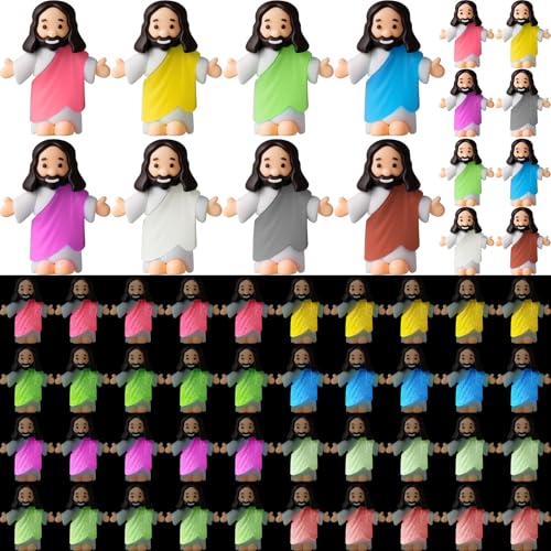 Barydat 25 Pcs Little Jesus Figures Glow in The Dark,Robe Style,8 Color - color: 8 Color, size: Robe Style