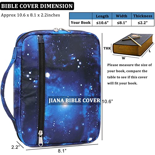 JIANYA Bible Cover for Boys Kids Bible Case Church Bag Galaxy Childrens Bible Bag with Handle and Zippered Pocket
