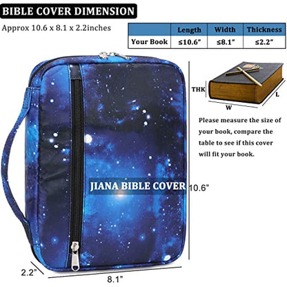 JIANYA Bible Cover for Boys Kids Bible Case Church Bag Galaxy Childrens Bible Bag with Handle and Zippered Pocket