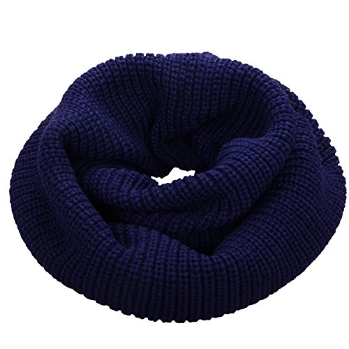 NEOSAN Womens Thick Ribbed Knit Winter Infinity Circle Loop Scarf - color: Navy Blue