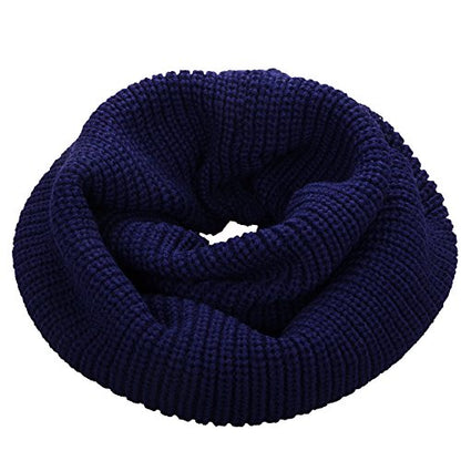 NEOSAN Womens Thick Ribbed Knit Winter Infinity Circle Loop Scarf - color: Navy Blue
