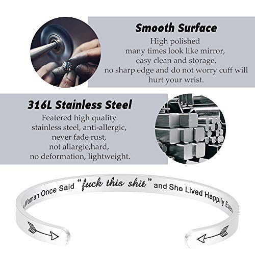 Fesciory Inspirational Bracelets for Women, Stainless Steel Cuff Bangle - color: Silver-21
