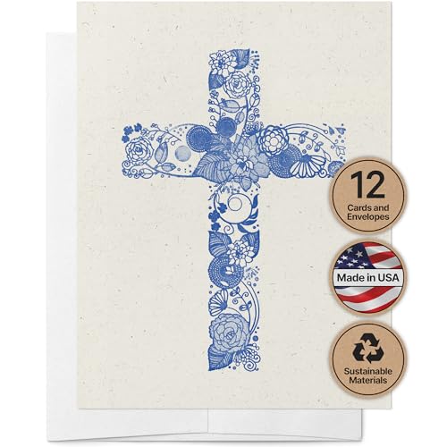 Twigs Paper Christian Cross Greeting Cards, 12 Blank Note Cards - color: Christian Cross, size: 12-Count
