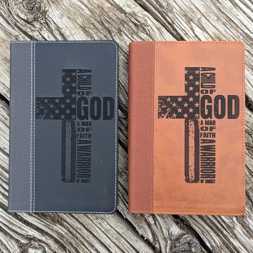 Personalized NIV Bible, Large Print, Custom Holy Cross Bible, New International Version | Man of Faith, Black - color: Black Personalized Leather