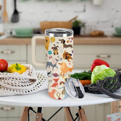 Christian Gifts for Women 40oz Tumbler - Insulated Travel Mug with Handle (Dog 1, 40 Ounces) - color: Dog 1