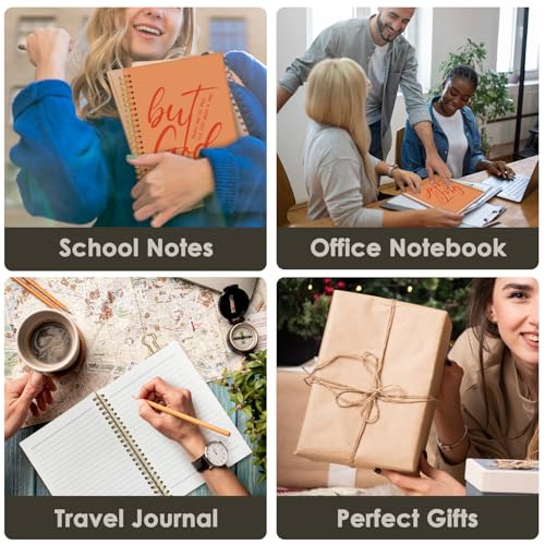Wheatwin Bible Notebook, But God Christian Notebook Journal, Christian Gifts for Men Women, Inspirational Christian Hardcover Spiral Notebook 5.5x8.3 - Orange - color: But god - Orange