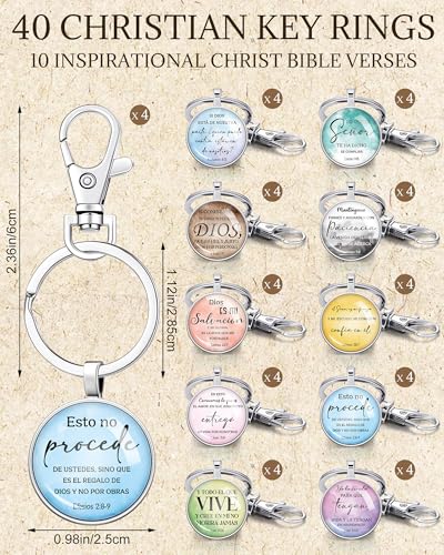 Quelay Spanish Christian Keychains Bible Verse Llaveros - style: Classic