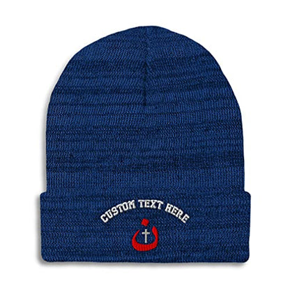 Custom Beanies for Men Christian Nazarene Jesus God Christ Skull Cap Winter Hats Women Acrylic One Size - color: Heather Royal Blue Personalized Text Here
