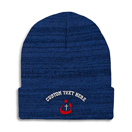 Custom Beanies for Men Christian Nazarene Jesus God Christ Skull Cap Winter Hats Women Acrylic One Size - color: Heather Royal Blue Personalized Text Here