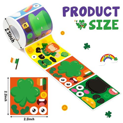 Haooryx St.Patrock’s Day DIY Stickers - 300 Pcs St.Patrock’s Day Make Your Own Shamrock Leprechaun Green Hat Waterproof Vinyl Reusable Laptop Sticker Roll Scrapbook Water Bottle Page Activity Pad - style: St.Patrock's Day 1Roll