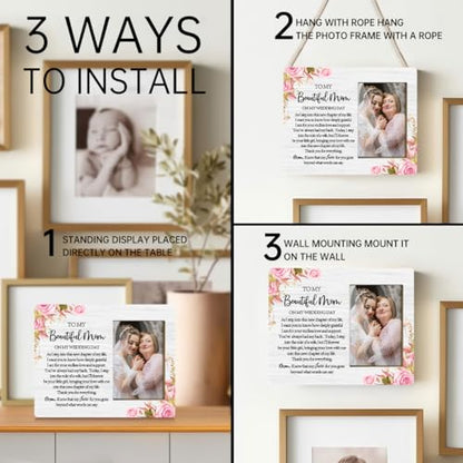 JioJio Chan Mother of The Bride Gift Picture Frame, To My Mother on My Wedding Day Photo Frame 4x6, Bridal Shower, Wedding Gifts for Mom - color: white