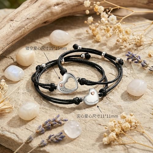 POPLYKE 925 Sterling Silver Infinity/Cow/Wing/Cross/Heart Bracelet for Mom and Daughter Jewelry Birthday - style: Grandmother Granddau. Bracelet Set