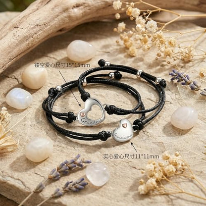 POPLYKE 925 Sterling Silver Infinity/Cow/Wing/Cross/Heart Bracelet for Mom and Daughter Jewelry Birthday - style: Grandmother Granddau. Bracelet Set