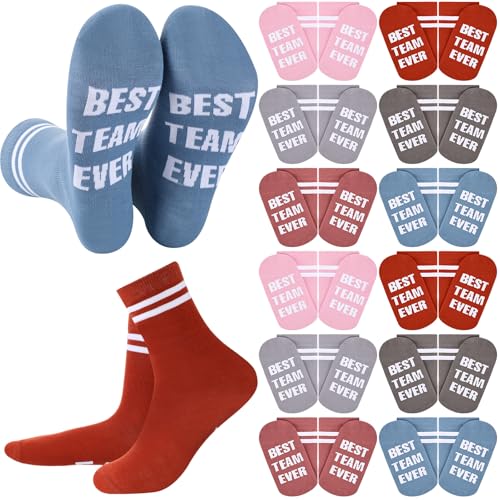 Glitopper 12 Pairs Best Team Ever Gift Socks Bulk - color: Macaron, style: Team