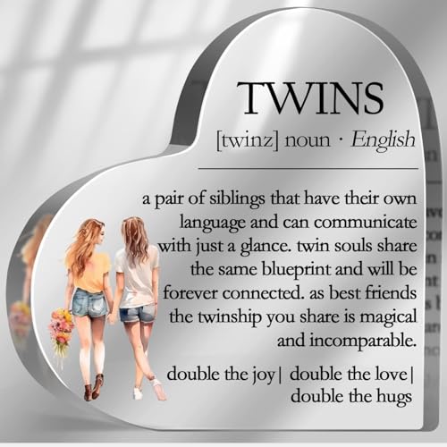 Sister Gifts for Women, Thank You Gifts for Twins Sister Bestie, Birthday Friendship Gifts, Inspirational Desk Decorative Sign for Home Office, Twins Definition Plaque - style: Twins