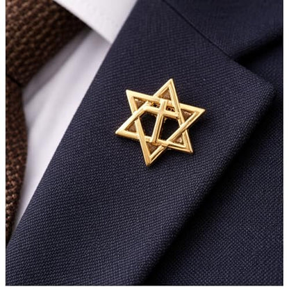 Gold Star of David with Cross Lapel Pin – Religious Faith Pin, Interfaith Symbol Jewelry, Christian Jewish Gift