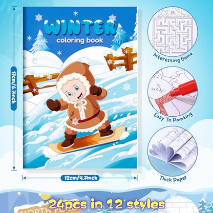 BenLouis 60Pcs Winter Mini Coloring Books Bulk for Kids Party Favors - style: Winter