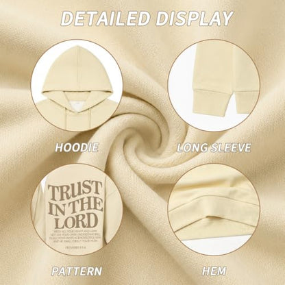 Faith Over Fear Christian Hoodies for Men Inspired Religious Pullover - color: Beige, size: X-Large