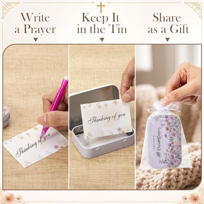 24 Sets Prayer Box Bulk Gift with Cards and Pencils, Wildflower - style: Wildflower