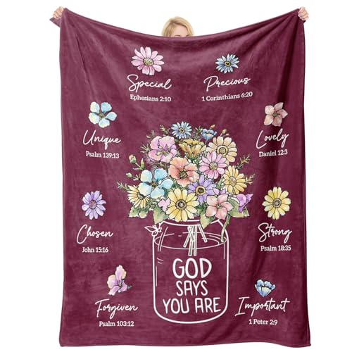 Christian Religious Gifts for Women, Burgundy Christian Blanket 80''x 60'' - color: Burgundy, size: 80"x60"