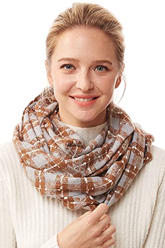 ScarvesMe Women's Check and Plaid Soft Infinity Loop Winter Fall Warm Scarf - color: Lof1252_blue