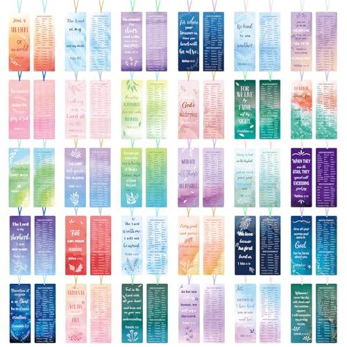 Chinco 120 Pack Bible Verse Bookmarks for Women Christian Scripture Inspirational Book Marks with Ribbons Religious Motivational Bookmarks for Women Men Church Office Gifts Supplies - style: Watercolor 2 Style
