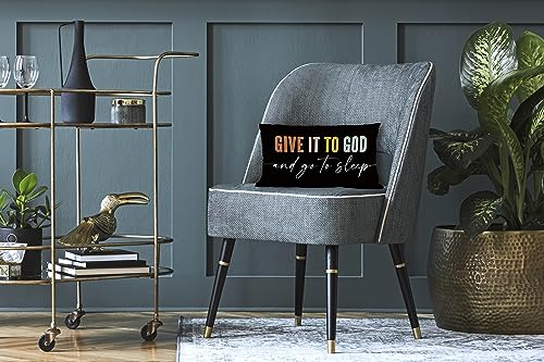 Give It to God and Go to Sleep Farmhouse Bedroom Religious Sleep Themed Throw Waist Pillow Case Cushion Cover Decor for Sofa Couch Bed 12x20 Inch Christian Gifts - color: 02 Christian