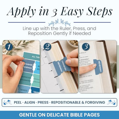 90 Christian Bible Tabs for Women, Men & Kids - Blue - color: Blue