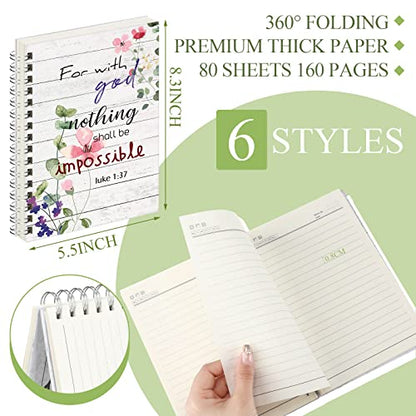 Qeeenar 6 Pcs Christian Spiral Notebook for Women Prayer Journal