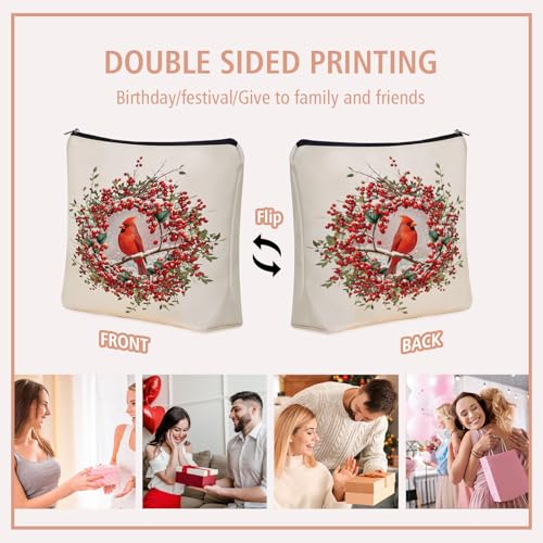 Cardinal Makeup Bag Mom Gift: Cute Red Bird Flower Themed Cosmetic & Toiletry Organizer Pouch For Daughters, Sisters, Friends,Teen Girls & Women.Ideal Christian Gift For Travel, Birthdays. - style: Cardinal Birds