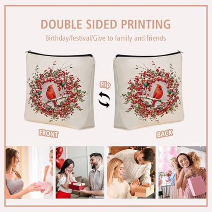 Cardinal Makeup Bag Mom Gift: Cute Red Bird Flower Themed Cosmetic & Toiletry Organizer Pouch For Daughters, Sisters, Friends,Teen Girls & Women.Ideal Christian Gift For Travel, Birthdays. - style: Cardinal Birds