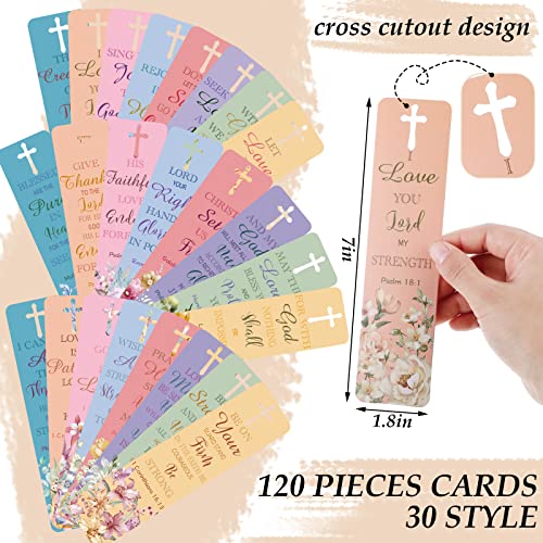 120 Pieces Bible Verses Bookmarks with Hollow Cross for Women Scripture Bookmarks Christian Book Markers for Women Men Church Gifts Supplies (Flower) - style: Flower