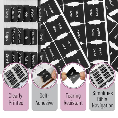Mr. Pen- Laminated Bible Tabs, 75 pcs, Easy-to-Read & Apply - color: Black