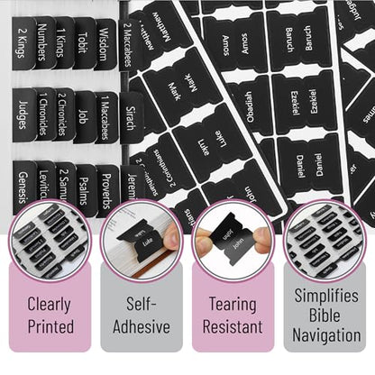 Mr. Pen- Laminated Bible Tabs, 75 pcs, Easy-to-Read & Apply - color: Black