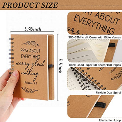 Kosiz 100 Pcs/ 50 Set Christian Gift Bulk Spiral Notebook and Pen, Brown - color: Brown