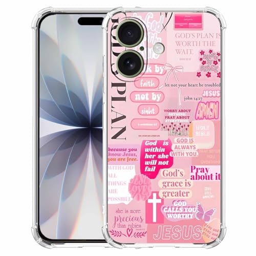 Christian Quotes Aesthetic Vintage Jesus Bible Verse Collage Pattern,Soft TPU Bumper Case for iPhone 17,#5 - color: Bible 5, size: iPhone 17
