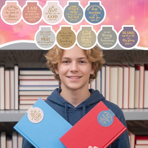 AmazingSpark 100 Pcs Bible Verse Magnetic Bookmarks Bulk Christian Magnet Book Marker Clips Religious Gifts for Reading Book Lover Office Classroom Awards (Pastel) - style: Pastel