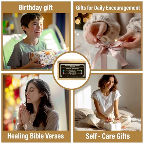 Personalized Get Well Soon Bible Verse Box with 150 Color-Coded Scripture Cards, Custom Name Prayer Box with Wooden Pocket Cross, Read Me Whenever Cards, Christian Encouragement Gift - color: Get Well Soon