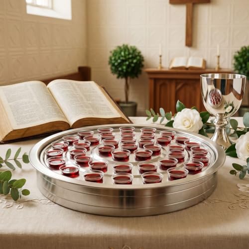 Stainless Steel Communion Tray, 40 Cup Openings, Stackable Silver Church Communion Cup Holder for Worship Services, Holy Communion Supplies, 1 Tray Only, Cups and Lid Not Included - color: Silver